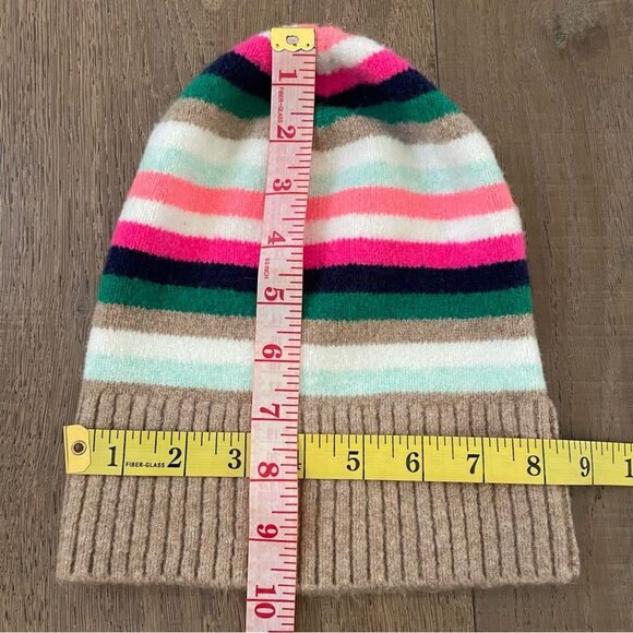 J. Crew Factory Striped Ribbed Cuffed Wool Blend Lightweight Beanie Hat - Picture 6 of 6
